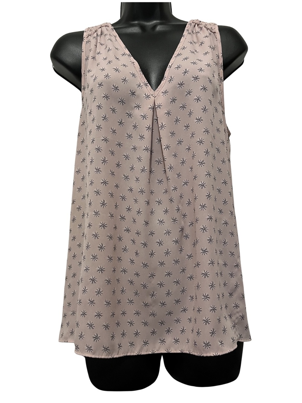 LOFT Dusty Pink Printed V-Neck Sleeveless Camisole